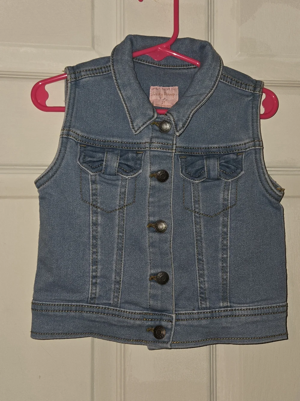 Lucky Penny Light Blue Denim Vest SZ 2T
